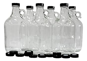 【中古】【輸入品・未使用】Set of 6???1?/ 2ガロンクリアガラスビールGrowlers???Comes With 12?Extra Polyシールキャップ???Perfect forホーム醸造