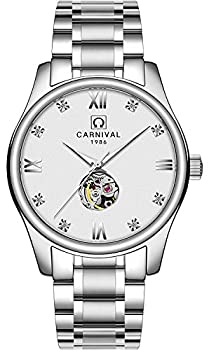【中古】【輸入品・未使用】腕時計メンズ自動機械アナログLuminous Watchスケルトンシンプルゴールドシルバーステンレススチールブレスレット シルバー