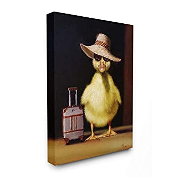 【中古】【輸入品・未使用】The Stupell Home Decor Collection Little Vacation Chick すぐ旅行できる絵画 ストレッチキャンバスウォールアート マルチカラー