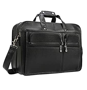 【中古】【インポート品・未当て嵌める】Texbo メンズ 無地 フルグレイン牛皮なめし革 ラージ 17in 万覚え帳マイコン ブリーフ容れもの 伝達人御徒面子 トートバッグ YKKファスナー付