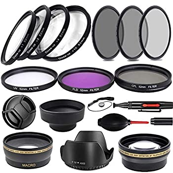 【中古】【輸入品・未使用】52mm 究極のニコンレンズフィルターアクセサリーバンドル(UV、CPL、FLD、ND2、ND4、ND8、2x2望遠レンズ+マクロレンズ) Nikon D3300 D3200 D3100｜スカイマーケットプラス
