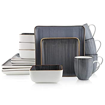 【中古】【輸入品・未使用】Stone + Lain Esmeralda 磁器食器セット 4人用 16ピース 正方形 グレー つや消しデザイン 29,330円