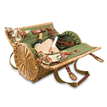 【中古】【輸入品・未使用】Picnic Time Verona Insulated Wine Basket with Wine/Cheese Service for Two, Pine Green by Picnic Time
