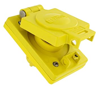 【中古】【インポート品・未当て嵌める】Leviton 59?W47?15?Amp、125雄捻子、NEMA 5???15、2p、3?W、一直線刃Single Inlet、製作用品位、non-grounding、Wetguard、黄色