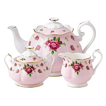 【中古】【インポート品・未当てはめる】Royal Albert New Country Roses Pink Teaset, 3-Piece by Royal Albert