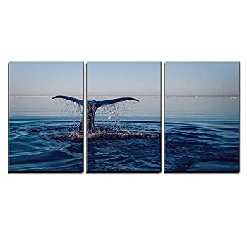 【中古】【インポート品・未当て嵌める】wall26 - キャンバスウォールアート - 海で水を叩く勇魚のしっぽ - モダンホームアート 伸ばすこと\u0026一こま入り口・入口ですぐに掛けられます - 24イ