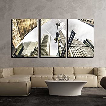 【中古】【インポート品・未当て嵌める】wall26 キャンバスウォールアート 3枚組 ニューヨーク州の高層建造物 U S a モダンホームアート 枠張り済み すぐに掛けられる 24inx36inx3パ