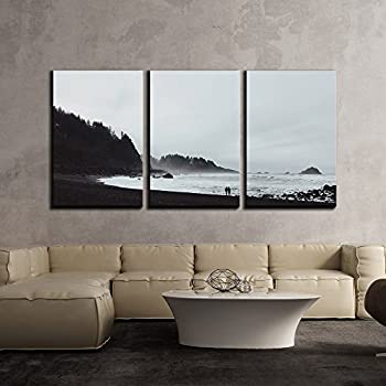 【中古】【輸入品・未使用】wall26 キャンバスウォールアート 3点 - カップルウォーキング ブラックとホワイト - モダンホームアート 枠張り済み すぐに掛けられる - 24イン|スカイマーケットプラス
