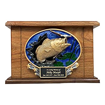 【中古】【インポート品・未当てはめる】Cremation Urn、木製Urn、低音部魚Urn、木製Funeral Urn with刻みつける