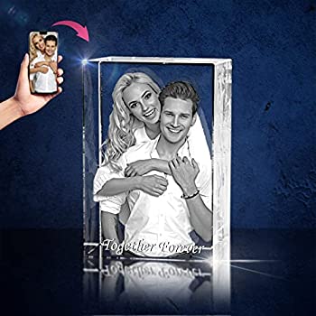 【中古】【輸入品・未使用】3Dクリスタル写真 - 3Dクリスタルピクチャーキューブ ハンドカット - カスタム彫刻でパーソナライズ可能 - 父の日 記念日 ペット 思い出に残るギ