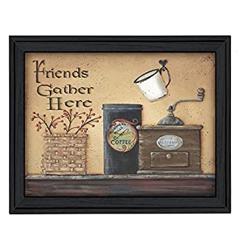 【中古】【輸入品・未使用】" Friends収集ここ" by Pam Britton、印刷壁アート、ハングアップする準備フレーム入りポスター、ブラックフレーム|スカイマーケットプラス