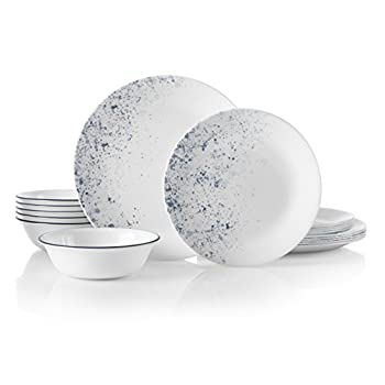 【中古】【輸入品・未使用】Corelle 18点セット 食器6点セット 三層構造 ガラスと欠けにくい 軽量ラウンドプレートとボウルセット インディゴ斑点｜スカイマーケットプラス