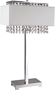 【中古】【インポート品・未当て嵌める】Ore International 733WH Square Crystal Table Lamp, 28-Inch Height, White by ORE