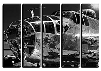 【中古】【輸入品・未使用】ビッグ5ピース B-25 飛行機 壁アート 装飾 絵画 ポスター キャンバスパネルにプリント - 航空テーマ 壁装飾セット - Ww2 航空機 壁画 空港 オフ｜スカイマーケットプラス