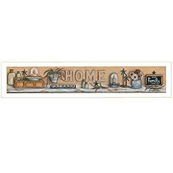 【中古】【輸入品・未使用】トレンディdecor4u Where Family and Friendsギャザーby Mary Ann Juneフレームプリント、タン｜スカイマーケットプラス