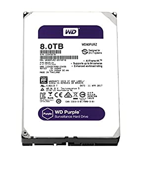 【中古】【輸入品・未使用】WD HDD 内蔵ハードディスク 3.5インチ 8TB WD Purple 監視カメラ用 WD80PURZ SATA6Gb/s 64MB 3年保証