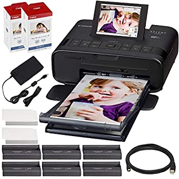 【中古】【インポート品・未当て嵌める】Canon Selphy cp1300?Compact Photo Printer (黒いこと) with 無線LAN and Accessory Bundle w / 2?x Canon色つやインキと質問用紙書き割り