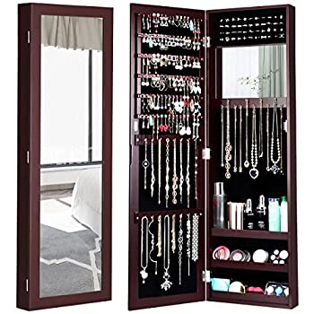 【中古】【インポート品・未当て嵌める】Giantex 宝飾品 アルモア 収納家具 壁部屋の入り口マウント 盛りだくさんレングス 銀鏡付き添い人ジュエリーオーガナイザー リングイヤリングスロット のど首 キッチン用品・食器・調理器具-その他