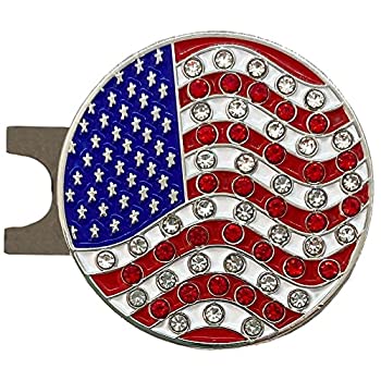 【中古】【輸入品・未使用】GiggleゴルフBling USA国旗ゴルフボールマーカーwith a標準帽子クリップ