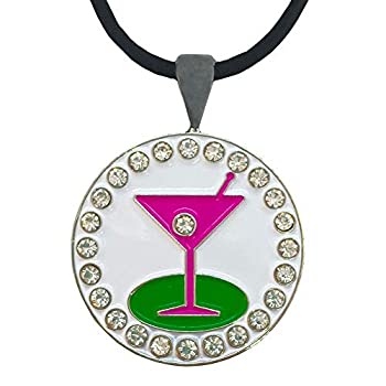 【中古】【輸入品・未使用】Giggle Golf Bling 19ホール ピンク マティーニ ゴルフボールマーカー ゴルフネックレス付き レディース