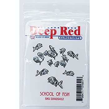 【中古】【輸入品・未使用】Deep Red Stamps School Of Fish Cling Stamp, 2 by 2, Deep Red by Deep Red Stamps
