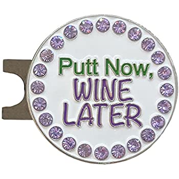 【中古】【輸入品・未使用】Giggle Golf Bling Putt Now, Wine Later Golf Ball Marker With A Standard Hat Clip|スカイマーケットプラス