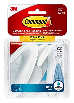 【中古】【輸入品・未使用】Command BATH17-3ES Large Towel Hooks, Value Pack, 3-Hooks, 3-Large Water-Resistant Strips by Command