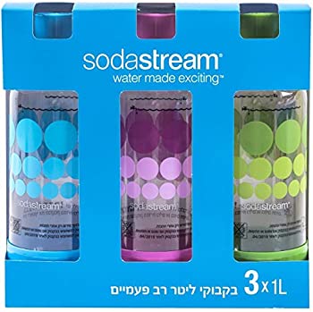 【中古】【インポート品・未当て嵌める】Original Sodastream Three Pack 1 Liter Carbonating Bottles - Lasts 2 years - Purple, Blue, and Green by SodaStream