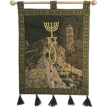 【中古】【輸入品・未使用】Grafted In MessianicベルベットWall Hangingバナー、グリーン、14?x 11?\