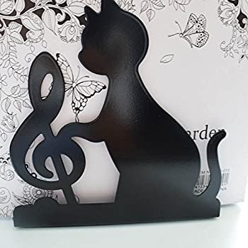 【中古】【輸入品・未使用】1 Pair l Book Cat Bookend Holder Iron Cute Animal Music Themed Black Cat Playing Violin Bookend by Xiaolanwelc
