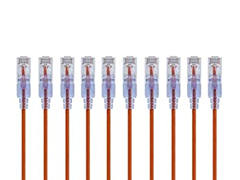 【中古】【インポート品・未当て嵌める】Monoprice 10個容器に並べるSlimRun cat6?aイーサネットネットワークパッチケーブル10?g 6inオレンジ色
