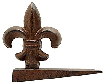 【中古】【輸入品・未使用】鋳鉄製 素朴なブラウン Fleur De Lis ドアウェッジ ドアストップ