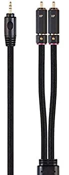 【中古】【輸入品・未使用】Monoprice 3.5mm - 2-オス RCAアダプターケーブル - 15フィート - ブラック 金メッキコネクタ 銅編みの二重シールド - オニックスシリーズ