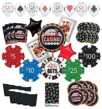 【中古】【輸入品・未使用】Mayflower Products カジノナイトパーティー用品 8客キット ポーカーチップ バルーンブーケデコレーション