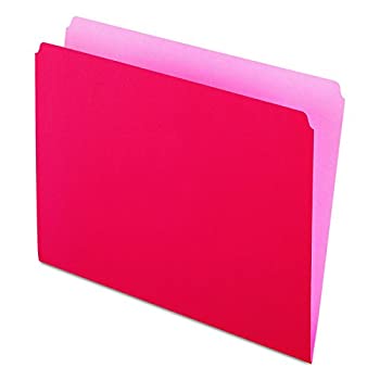【中古】【輸入品・未使用】Two-Tone File Folder, Straight Cut, Top Tab, Letter, Red/Light Red, 100/Box (並行輸入品)|スカイマーケットプラス