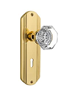【中古】【輸入品・未使用】Nostalgic Warehouse Deco Plate with Waldorf Crystal Knob, Privacy - 2.375, Polished Brass by Nostalgic Warehouse｜スカイマーケットプラス