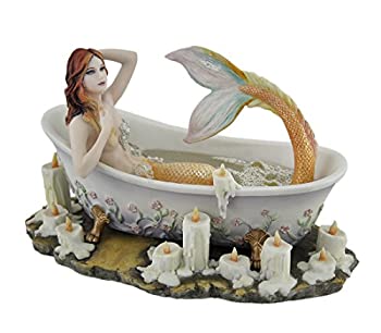 【中古】【輸入品・未使用】Resin Statues Bathtime by Selina Fenech Golden TailマーメイドTakes a Bubble Bath Statue 8.25?X 4.5?X 5インチホワイトモデル# wu77050aa|スカイマーケットプラス