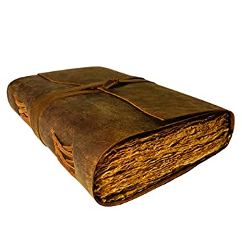 【中古】【インポート品・未当て嵌める】ヴィンテージレザージャーナル - 200ペイジ Deckle Edge 飾り気の無いな紙 - 罫線なし ペイジ 影の本 グリモア ジャンク万覚え帳 幻想曲 中つ世のギフ