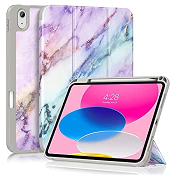 【中古】【輸入品・未使用】Soke iPad 第10世代 ケース 2022年 10.9インチ ペンシルホルダー付き - [フルボディ保護+自動ウェイク/スリープ+ソフトTPUバックカバー] パープ