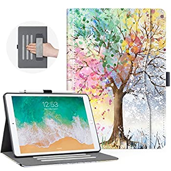 【中古】【輸入品・未使用】Tree iPad 第9/8/7世代 ケース iPad 10.2 ケース ペンシルホルダー/ハンドストラップ/ポケット付き 10.2インチ iPadケース 角度調整可能 オート