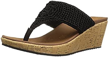 【中古】【輸入品・未使用】Skechers Cali レディース Beverlee ウェッジサンダル, 黒かぎ針編み, 10