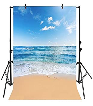 【中古】【輸入品・未使用】Yeele 5?x 7ft Seaside Beach Photo Backdropsビニールブルースカイと白雲クリア日写真背景夏海Sea Holiday Studio小道具画像