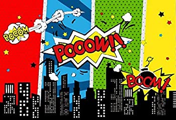 【中古】【輸入品・未使用】Yeele 5?x 4ft Cartoon Comic City Super Hero写真バックドロップビニールユーモア抽象スーパーヒーローベビーシャワー写真背景女の子子供誕生