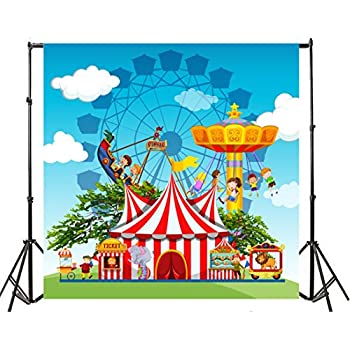 【中古】【輸入品・未使用】Yeele 7?x 7ftサーカスカーニバル公園写真の背景幕ビニールPlayground Ferrisホイールパフォーマンスゲーム海賊ボート写真背景ベビー男の子新生