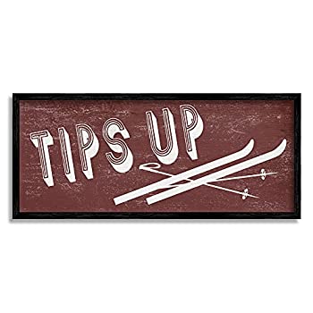 【中古】【輸入品・未使用】Stupell Industries Tips Up Phrase Retro タイポグラフィ スキー ウインタースポーツ、Daphne Polselliによるデザイン ブラックフレームウォー