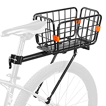 【中古】【輸入品・未使用】ANGGOER リア自転車ラック バスケット付き 165ポンド ロードバイク リアラック 自転車カーゴラック クイックリリース&調節可能 アルミ合金製自転