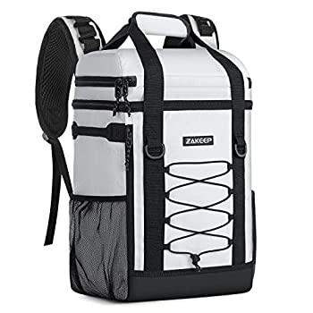 【中古】【輸入品・未使用】ZAKEEP クーラーバックパック 36缶 多機能 漏れ防止 クーラーバックパック パッド入りトップハンドル付き メッシュポケット キャンプ BBQ (ホワ
