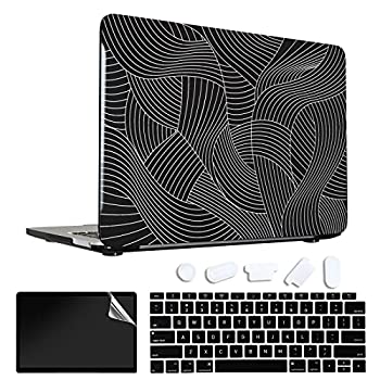 【中古】【輸入品・未使用】SanMuFly for MacBook Air 13インチ ケース 2020 2019 2018 リリース A1932 A2179 A2337 M1 Retina Fit Touch ID、ブラック ハードシェル&スクリ