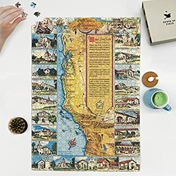 【中古】【輸入品・未使用】1000ピース ジグソーパズル | 1949 | カリフォルニアミッション | クロード・G・プットナム作 | 絵地図
