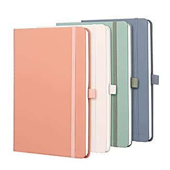 【中古】【輸入品・未使用】Compera 罫線入りジャーナルノート 4冊パック 176ページ 5.5 x 8.3 100gsm 厚紙 A5 ハードカバーノート ペンループとインナーポケット付き 学校